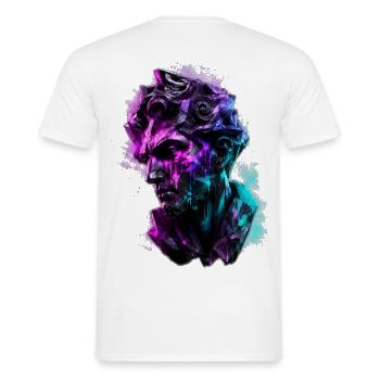 Neon Statue Antike Büste Vaporwave Cyberpunk - Männer T-Shirt - Weiß - Hinten - AI Model Male 178 dark (178cm)