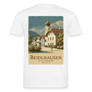 Beidlhausen Poster - Alpen Dorfharmonie - Männer T-Shirt - Weiß - Hinten - AI Model Male 178 dark (178cm)