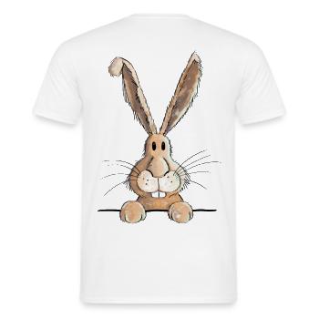 Lustiger Hase - Männer T-Shirt - Weiß - Hinten - AI Model Male 178 dark (178cm)