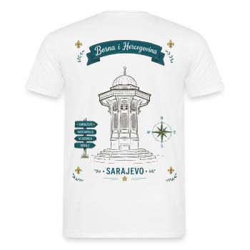 Sarajevo Denkmal Laternen-Motiv - Männer T-Shirt - Weiß - Hinten - AI Model Male 178 dark (178cm)
