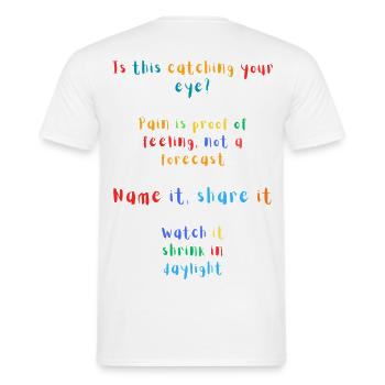 T-shirt de citation de sentiments colorés - T-shirt homme - blanc - Dos - AI Model Male 178 dark (178cm)
