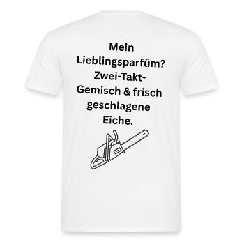 Mein Lieblingsparfüm? Zwei-Takt-Gemisch & frisch g - Männer T-Shirt - Weiß - Hinten - AI Model Male 178 dark (178cm)