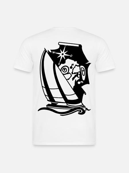 Segelyacht Segelschiff mit Kompass Seekarte Segeln - Männer T-Shirt - Weiß