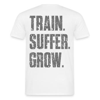 Train Suffer Grow Grunge Theme - Gray - Men's T-Shirt - white - Back - AI Model Male 178 dark (178cm)