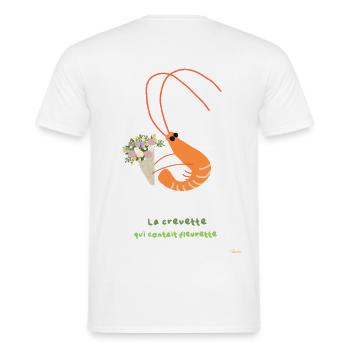 Crevette florale et bouquet joyeux - T-shirt homme - blanc - Dos - AI Model Male 178 dark (178cm)