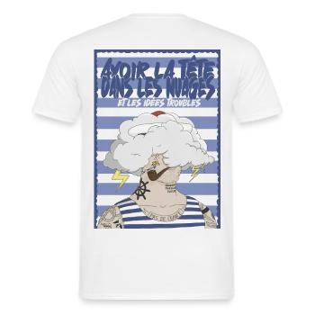 Nuage et tatouages marins - T-shirt homme - blanc - Dos - AI Model Male 178 dark (178cm)