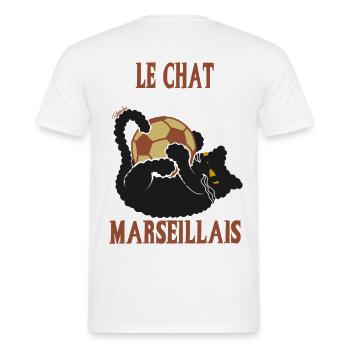 Le Chat Marseillais Ballon Foot - T-shirt homme - blanc - Dos - AI Model Male 178 dark (178cm)