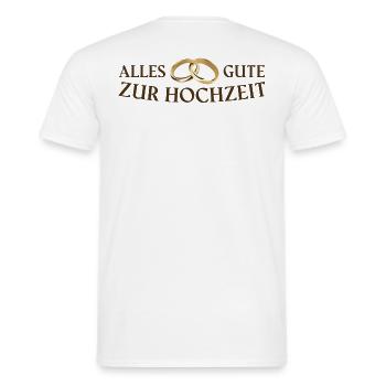 Unterschriften T-Shirt zur Hochzeit als Geschenk - Männer T-Shirt - Weiß - Hinten - AI Model Male 178 dark (178cm)