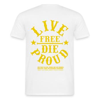 VIVRE LIBREMENT LES FIERS ACTIONS DE CONFIANCE NE FONT PAS CONFIANCE AUX MOTS - T-shirt homme - blanc - Dos - AI Model Male 178 dark (178cm)