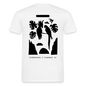 Scherenschnitt von Rambowski | Sommer 24 - Männer T-Shirt - Weiß - Hinten - AI Model Male 178 dark (178cm)