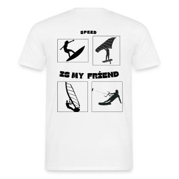Geschwindigkeit ist mein freund - Männer T-Shirt - Weiß - Hinten - AI Model Male 178 dark (178cm)