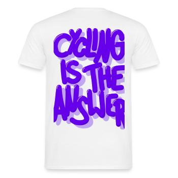 Le vélo est la réponse violette - T-shirt homme - blanc - Dos - AI Model Male 178 dark (178cm)