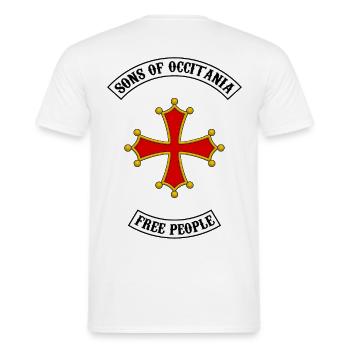 occitania cross biker design - T-shirt homme - blanc - Dos - AI Model Male 178 dark (178cm)