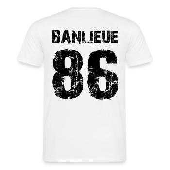 banlieue 86 - Men's T-Shirt - white - Back - AI Model Male 178 dark (178cm)
