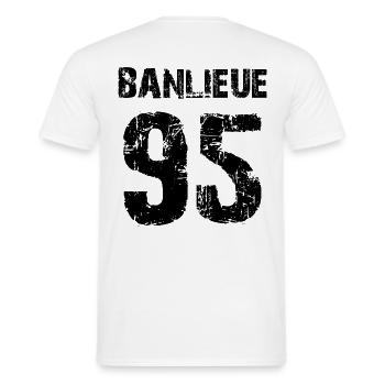 banlieue 95 - Men's T-Shirt - white - Back - AI Model Male 178 dark (178cm)