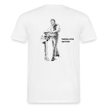 tummy ache survivor - Männer T-Shirt - Weiß - Hinten - AI Model Male 178 dark (178cm)