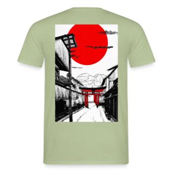 Japan - Männer T-Shirt - Sage - Hinten - AI Model Male 178 light (178cm)