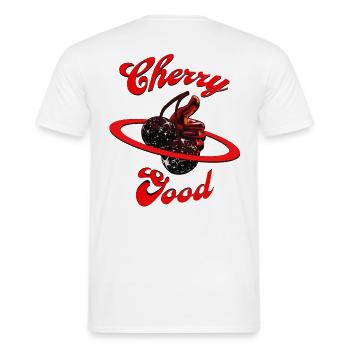 Funny humorous quote 'Cherry Good' - Men's T-Shirt - white - Back - AI Model Male 178 dark (178cm)