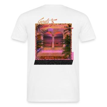 "The Gods' Domain" vaporwave art graphic design - Men's T-Shirt - white - Back - AI Model Male 178 dark (178cm)