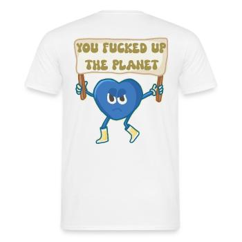 Climate activist retro mascot - Men's T-Shirt - white - Back - AI Model Male 178 dark (178cm)