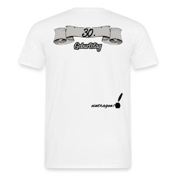 30. Geburtstag Gästeliste Gästebuch T-Shirt - Männer T-Shirt - Weiß - Hinten - AI Model Male 178 dark (178cm)