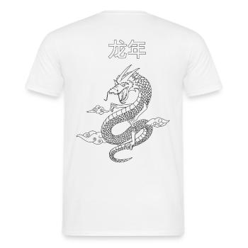 Chinesischer Drache - Männer T-Shirt - Weiß - Hinten - AI Model Male 178 dark (178cm)