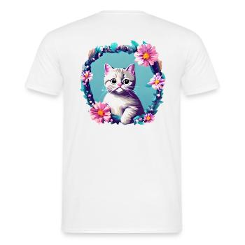 Cat British Shorthair Cat Lover Pet - Men's T-Shirt - white - Back - AI Model Male 178 dark (178cm)
