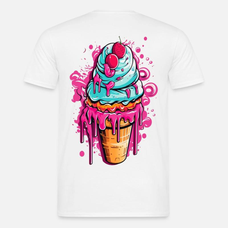 Bunte Eistorte mit Früchten - Männer T-Shirt - Weiß