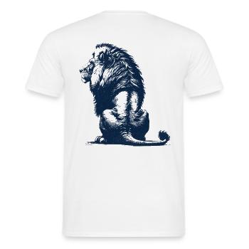 Lion Dad – Rear View Wildcat Male Lion - Men's T-Shirt - white - Back - AI Model Male 178 dark (178cm)