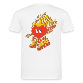 Multidimensional Retro Flaming Heart Mascot - Men's T-Shirt - white - Back - AI Model Male 178 dark (178cm)