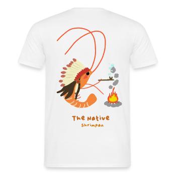 The Native Shrimpan , Native American Shrimp Fun - Men's T-Shirt - white - Back - AI Model Male 178 dark (178cm)