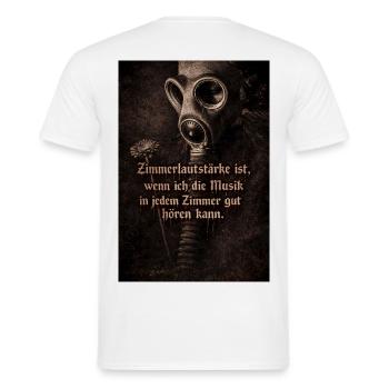 Gasmaske und Blume mit Spruch - Männer T-Shirt - Weiß - Hinten - AI Model Male 178 dark (178cm)
