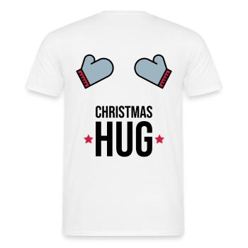 Noël Hug Gants d’hiver Cadeau - T-shirt homme - blanc - Dos - AI Model Male 178 dark (178cm)