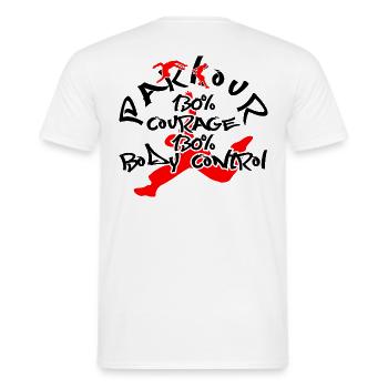 Parkour Freestyle Sport Run - Men's T-Shirt - white - Back - AI Model Male 178 dark (178cm)