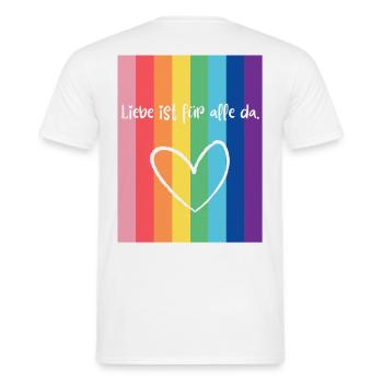 Liebe ist für alle da. - Männer T-Shirt - Weiß - Hinten - AI Model Male 178 dark (178cm)