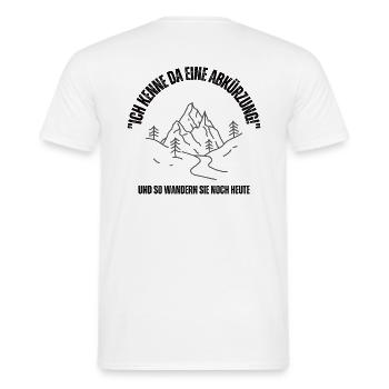 Wandern Ich kenne da eine Abkürzung Schrift lustig - Männer T-Shirt - Weiß - Hinten - AI Model Male 178 dark (178cm)
