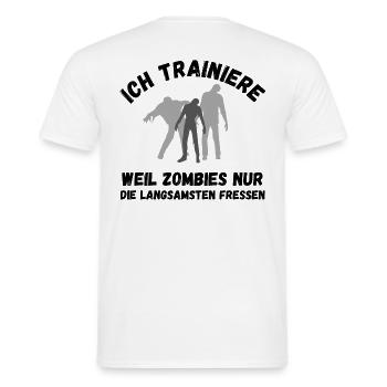 Zombie Training grau Schrift lustig Fitness - Männer T-Shirt - Weiß - Hinten - AI Model Male 178 dark (178cm)
