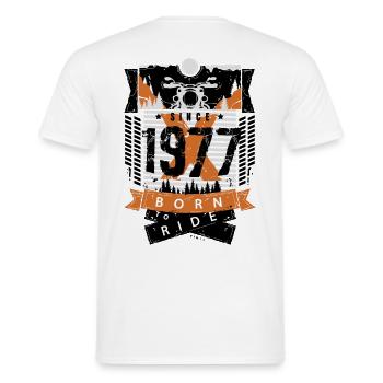 1977 - T-shirt homme - blanc - Dos - AI Model Male 178 dark (178cm)