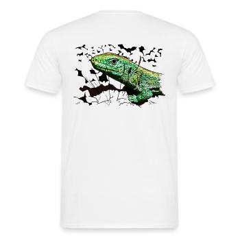 Eine Eidechse im Garten - Männer T-Shirt - Weiß - Hinten - AI Model Male 178 dark (178cm)