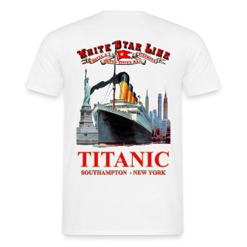 TITANIC Liner Kreation Louis RUNEMBERG © Adagp - Männer T-Shirt - Weiß - Hinten - AI Model Male 178 dark (178cm)