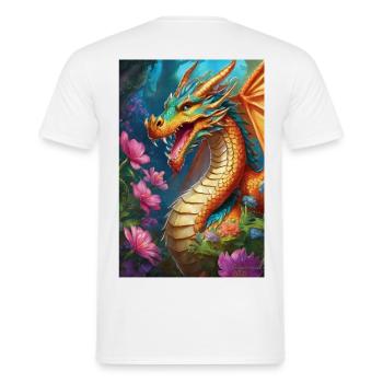 Ember Dragon in Bloom Forest - Men's T-Shirt - white - Back - AI Model Male 178 dark (178cm)