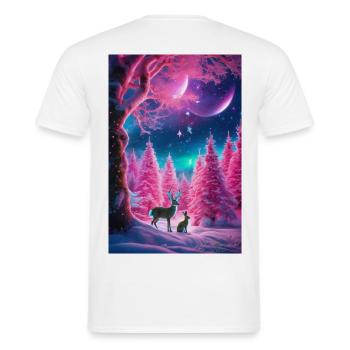 Neon-Winterhirsch-Traum - Männer T-Shirt - Weiß - Hinten - AI Model Male 178 dark (178cm)