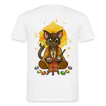 Saint Cat Illustration - Men's T-Shirt - white - Back - AI Model Male 178 dark (178cm)