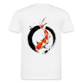 Zen Koi Ink Circle - Men's T-Shirt - white - Back - AI Model Male 178 dark (178cm)