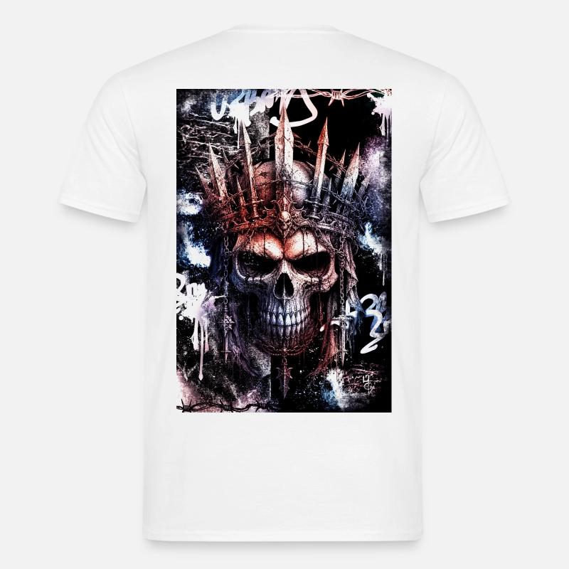 Dunkler gotischer Stadtschädel / Schädel - Männer T-Shirt - Weiß