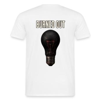 Burned Out – Broken Lightbulb - Men's T-Shirt - white - Back - AI Model Male 178 dark (178cm)