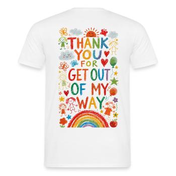 Thank you Farbexplosion Wegfrei - Men's T-Shirt - white - Back - AI Model Male 178 dark (178cm)