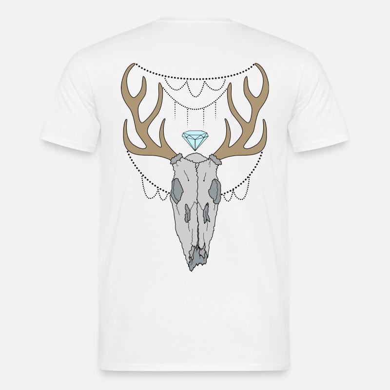 Hirschgeweih Schädel - Männer T-Shirt - Weiß