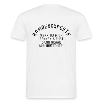 bombenexperte - Männer T-Shirt - Weiß - Hinten - AI Model Male 178 dark (178cm)
