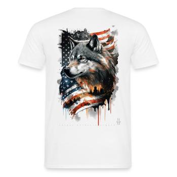 Wolf Design by ART8NS Art on Streetwear S 24of25 - Männer T-Shirt - Weiß - Hinten - AI Model Male 178 dark (178cm)